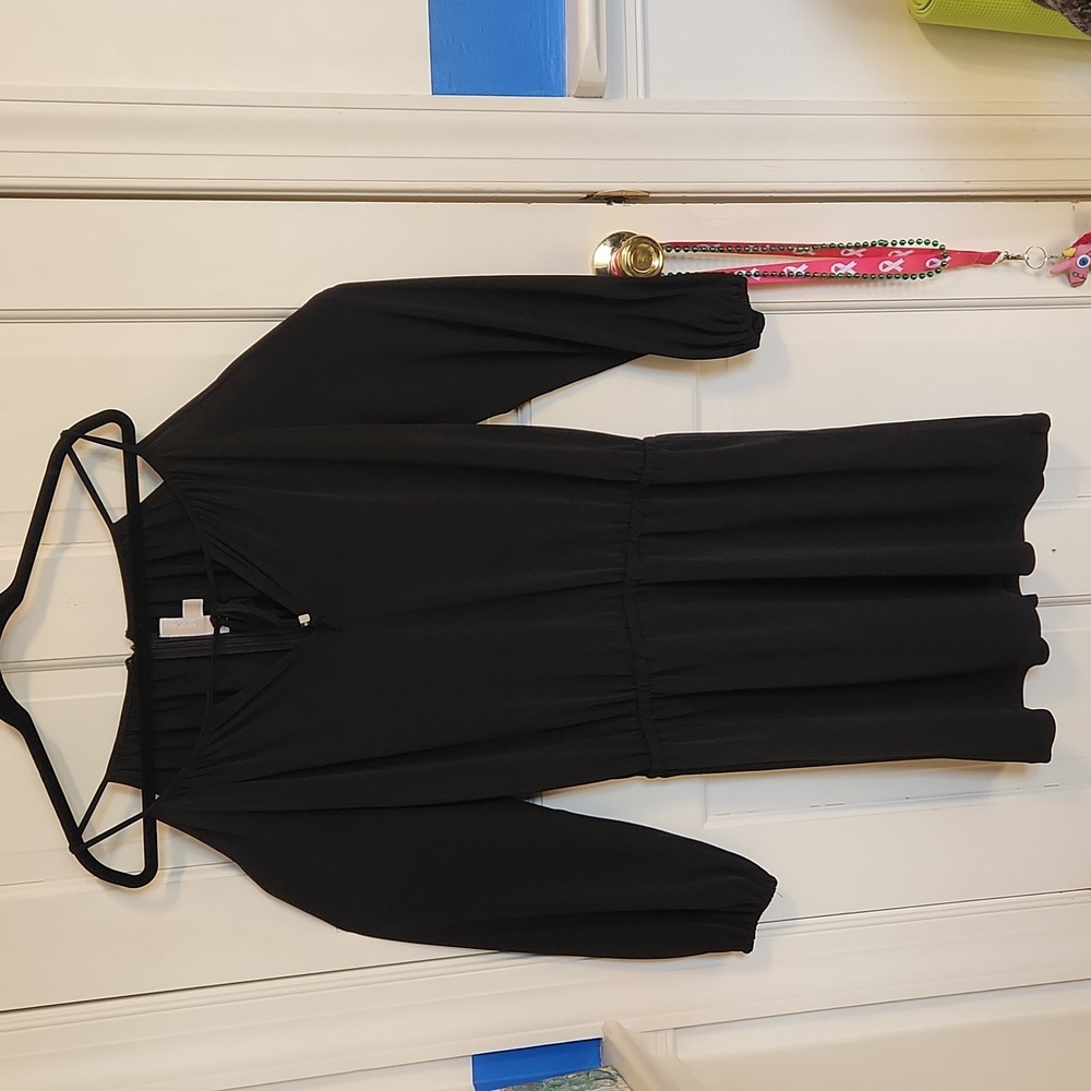 Michael Kors Black Cold Shoulder Dress with silver accents